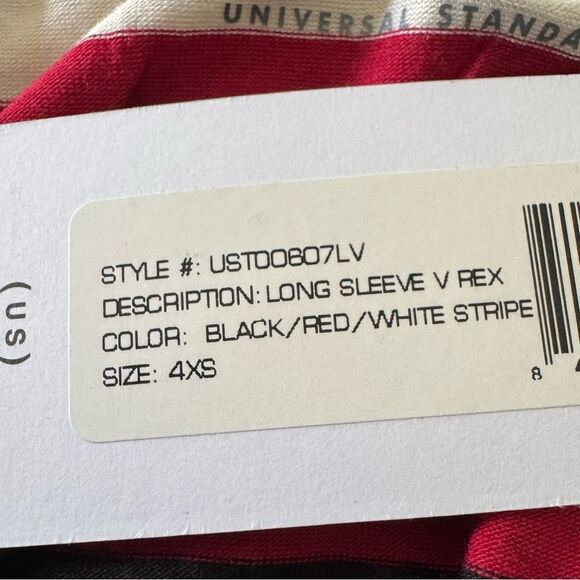 Universal Standard V-Rex Long-Sleeve Striped Tee Shirt Top Size 4XS (00-0) - Picture 6 of 7